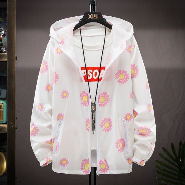 

men's jackets men plus size zipper coats 2021 summer quick drying fabric prints sunscreen thin hooded travel jacket, Black;brown