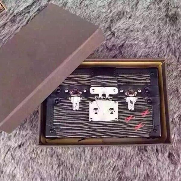 

petite malle box shaped evening bags designer day clutches handbags genuine leather bag twist hand bag flower embossed purse high quality