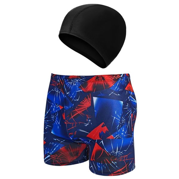 

men's swimwear summer breathable men quick-dry swimming trunks adjustable drawstring bathing suits with swim cap