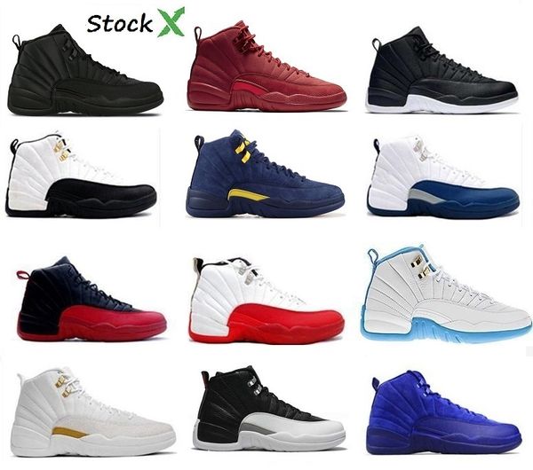 

stock x men women designer basketball shoes 12 12s taxi white flu game gamma blue playoffs french blue red retro j12 sneakers