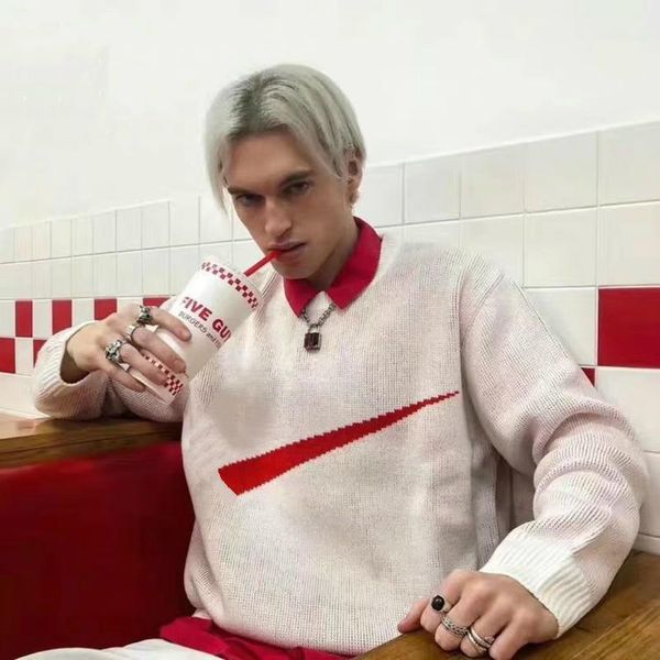 

19fw woosh sweater red logo fashion pullover round neck sweatshirt long sleeve women men's designer sweater hfkymy002, White;black