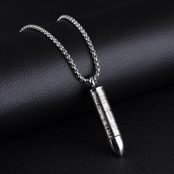 

men bullet necklace necklace for stainless pendant bible christian steel chain necklaces chain lovers jewelry necklaces beautifully cro aime