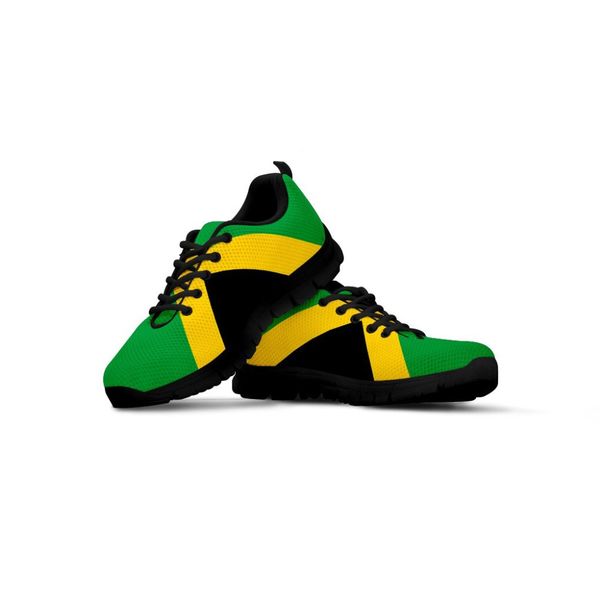 

instantarts men's sneakers jamaica flag 3d print fashion youth girl trainer walking shoes spring air mesh zapatos man flat shoes, Black