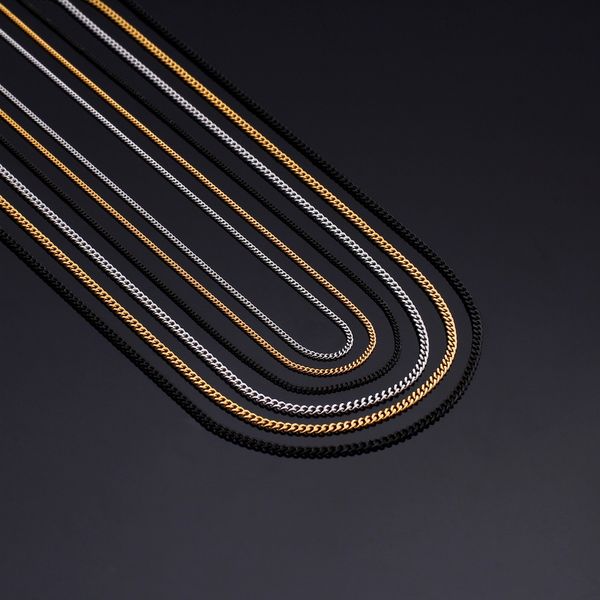 

2/3 mm width mini cuban chains necklace for man women gold/silver/black fashion long necklaces 2018