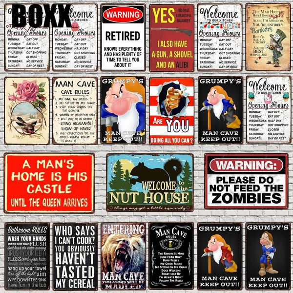 

правила кухня олово знак человек пещера налет металла старинные плакат стены искусства домашнего декора металлическая пластина куадрос 30х20