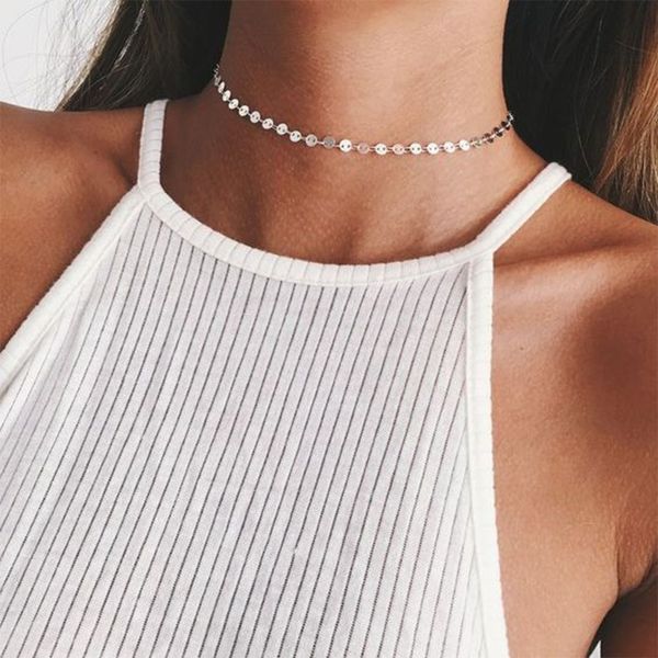

emanco golden luxury necklace for women 2018 choker necklace jewelry women statement necklaces harajuku chain jewelry, Silver
