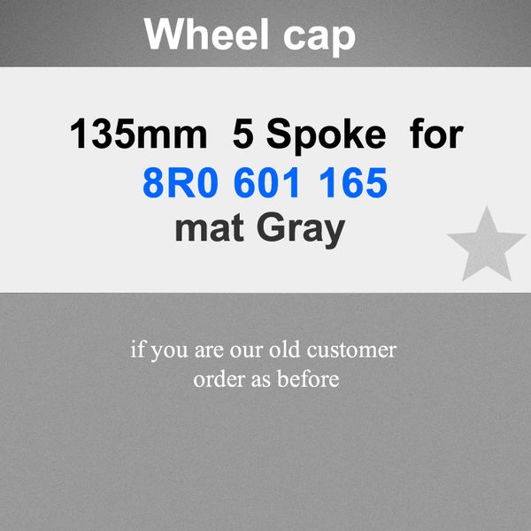 

8x five pins wheel center hub caps auto covers 2009-2013 for 8r0601165 8r0 601 165 auto accessories