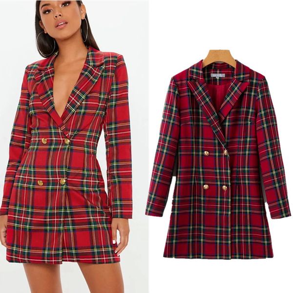 

vintage 2019 plaid women blazer coat retro button suit jacket with shoulder pads jacket blazer female casual coats, White;black