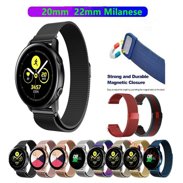 

20мм 22мм ремень миланский петля для Samsung Galaxy часы 46мм 42мм шестерня S3 границы HuaWei часов GT 2 активной 2 amazfit BIP полосы
