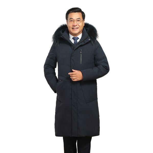 

tcyeek winter down coat male thick warm down jacket men large fur hooded coat winter 90% white duck jackets outwear 19-1, Black