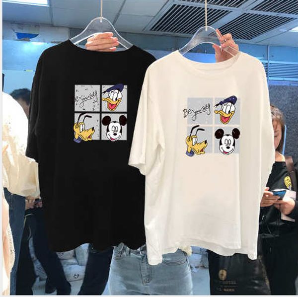 

2020 new arrival womens designer t-shirts carton style mouse print summer loose breathable womens fashion cloths zy20042401, White