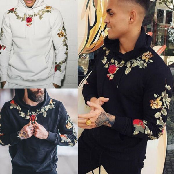 

men flower outwear sweatshirt mens hooded jacket coat hoodie pullover hip-hop casual clothing hoodies sweater svnba, Black