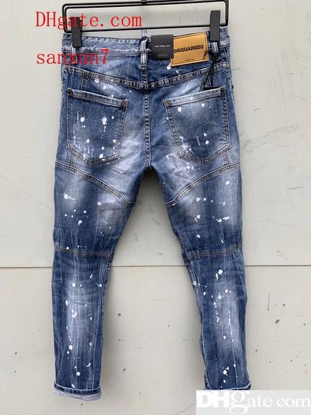 

designer brand d2 men jeans embroidery pants fashion holes trousers luxury denim italy size 44-54, Blue