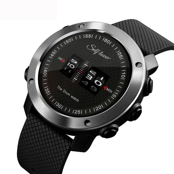 

new relogio style watches sport watch men mens drum roll watch stunning rolling time rubber strap montre homme saat #f, Slivery;brown