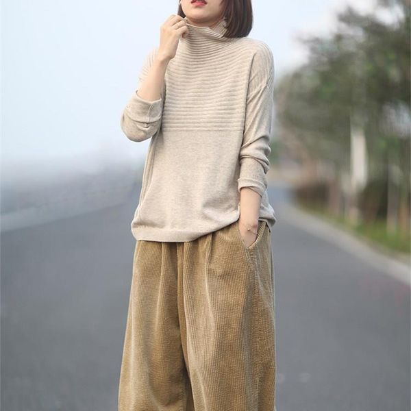 

winter vintage long sleeve turtleneck sweater women solid color pullovers sweater casual loose, White;black