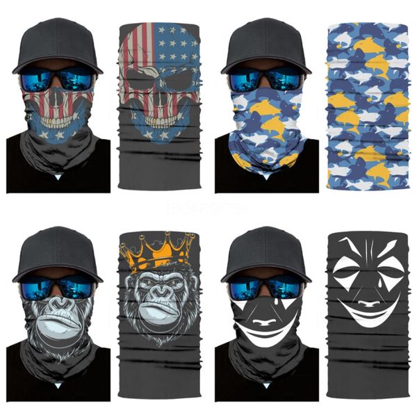 

outdoor cycling sports face shield mask seamless camo bandana multifunctional headwear headband neckwarmer magic skull scarf neck gaiter#310, Blue;black