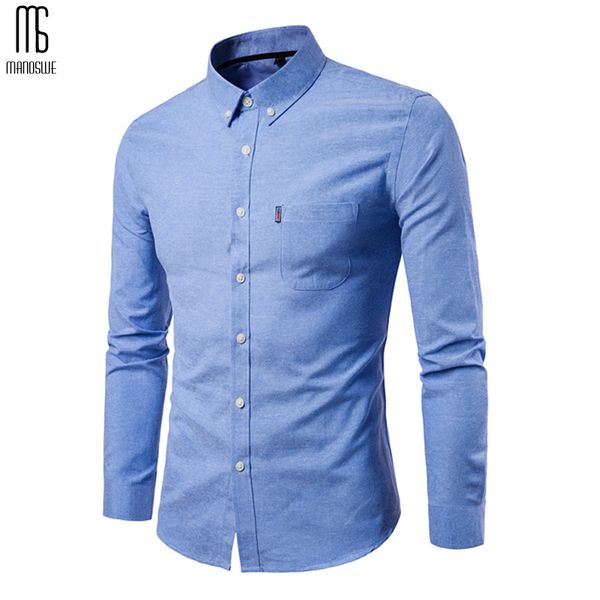 

manoswe 2019 autumn oxford long sleeve shirt men shirt white mens dress shirts henley business casual clothing large size 5xl, White;black