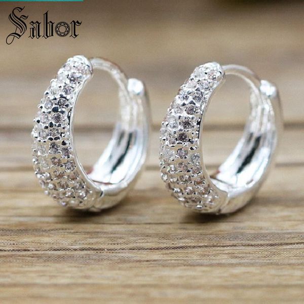 

creole water hoop earrings zirconia pave for women fashion 925 sterling silver new gift jewelry brincos jewellery, Golden