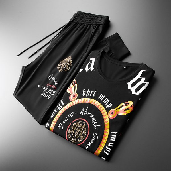 

20ss new summer fashion casual sportwear streetwear tracksuit men letter print short sleeve pants tshirt+pants suits tracksuits, Gray