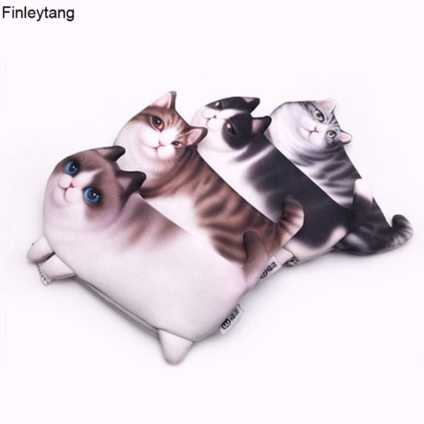 

2017 new pencil case kawaii cats pencilcase stationery school supplies creative simulation three-legged cat pencil bag gifts