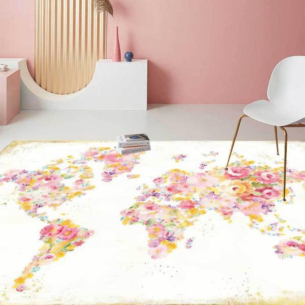 

fresh white abstract carpet watercolor pink flower carpet living room bedroom kids room parlor floor mat custom