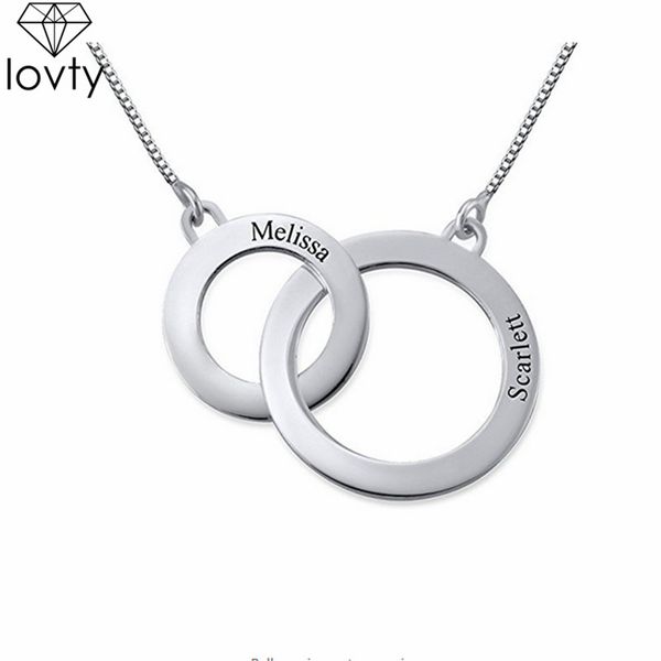 

lovty engrave name pendant necklace personalized customize any names necklace for her & women & wife dropshipping, Silver