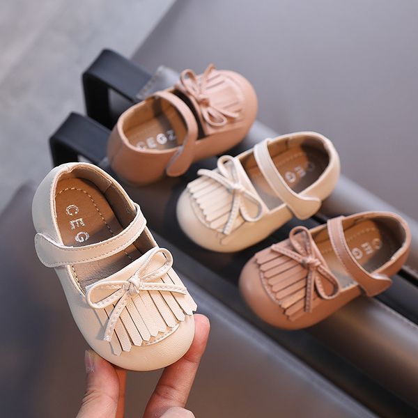 

autumn girls' leather shoes tassel princess leather shoes baby soft bottom peas children's
