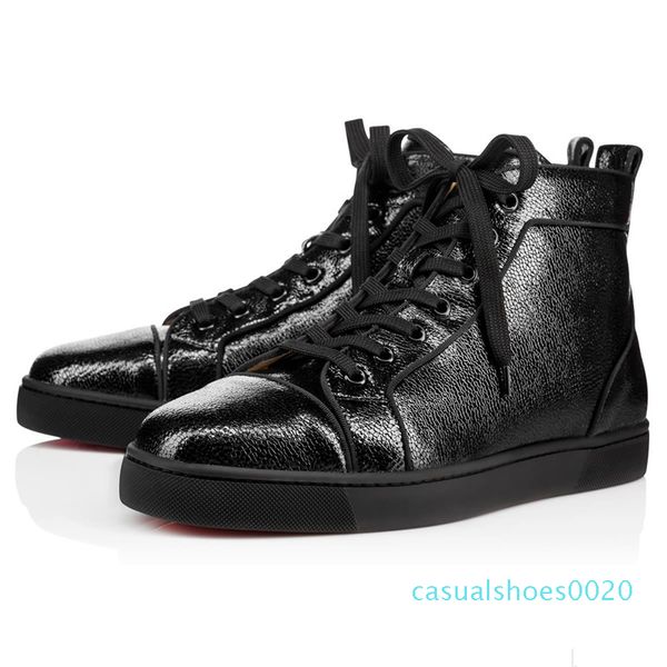 

original box] luxurious red bottom mens,women shoes genuine leather high sneakers shoes,outdoor flat with walking party shoes qa20, Black