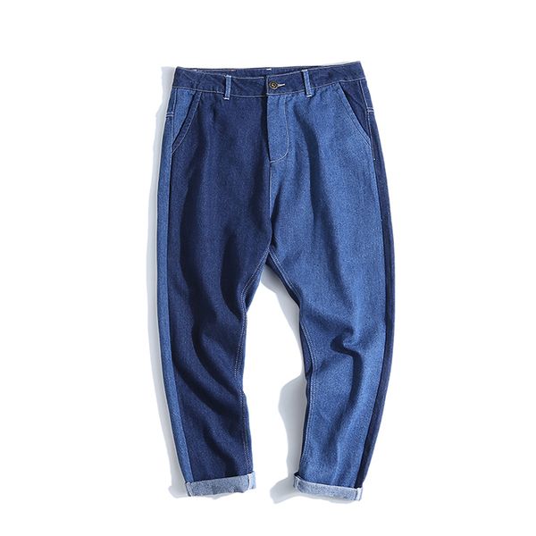 

denim 2019 men new boy pants fashion patchwork hole designer male workout trousers blue black stitching crash jeans 3022k1222