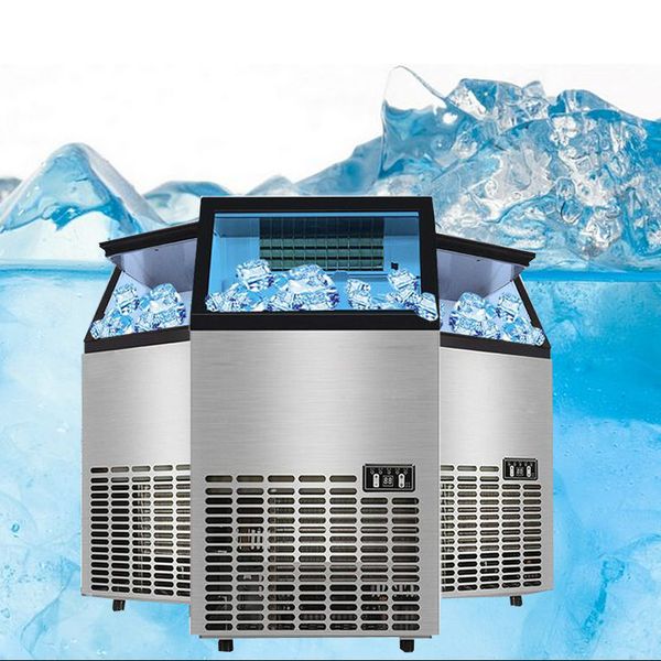 Elektrische automatische Eismaschine, 50 kg / 24 Stunden, kommerzielle Milch, Tee, Café, Bar, Mini-Quadrat-Eiswürfel-Eismaschine, EU-Stecker