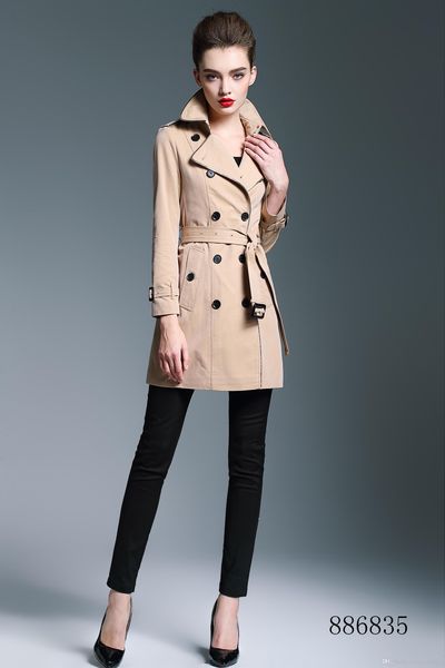 

women's trench coats long classic windbreaker waterproof british new high-end english style autumn winter gabadian solid color casual s, Tan;black