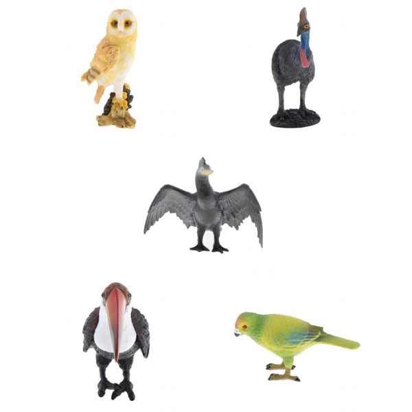 

5pcs mini wildlife bird animal model figurine cognitive toys teaching decor