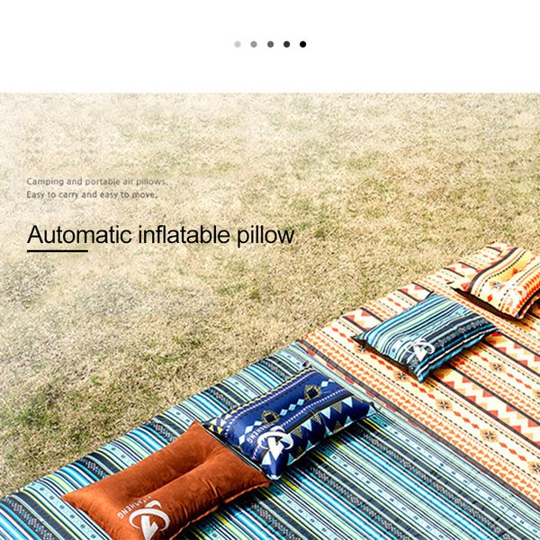 

1pcs outdoor ethnic wind automatic inflatable pillow suitable for travel camping hiking riding fishing portable air cushion