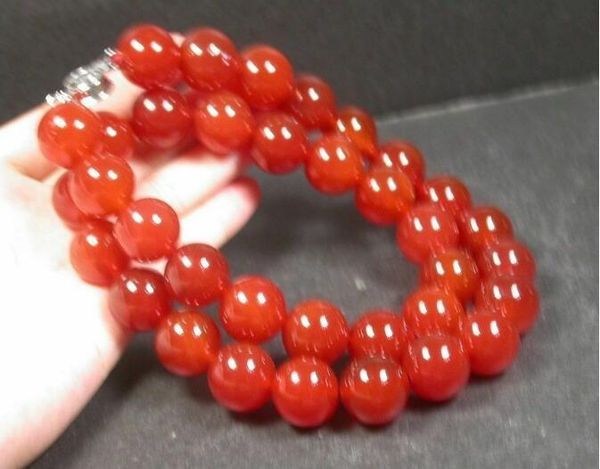 

fine jewelry pretty 8-12mm red agate jade beads necklace, Silver