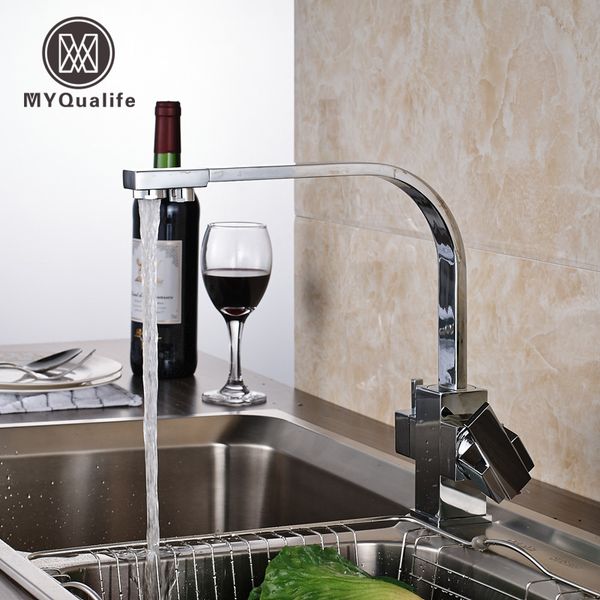 

bright chrome kitchen faucet pure water spout drinking water tap single hole vessel sink mixer tap deck mounted