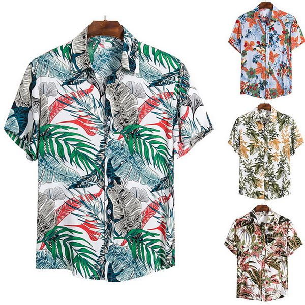 

mens summer beach hawaiian shirt brand short sleeve printed design shirts men casual holiday vacation clothing camisas 2020, White;black
