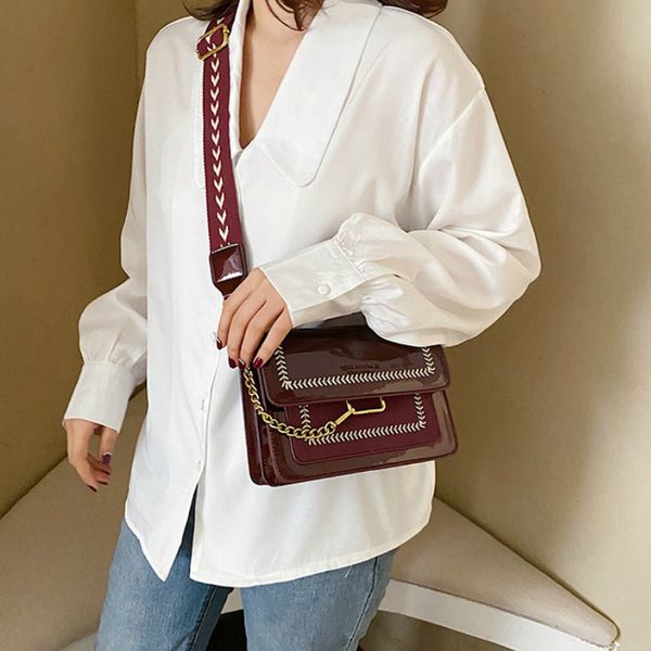 

ladies wide strap messenger bag fashion rivet shoulder crossbody bags elegant women handbag phone purse cc