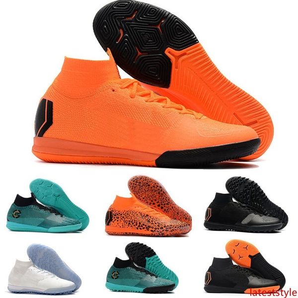 

2019 indoor high ankle mens women kids cr7 football boots mercurial superfly kj vi 360 elite ic tf soccer shoes soccer cleats 36-45