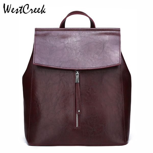 

westcreek brand women leather backpacks for female vintage large capacity back pack school bags for girl new