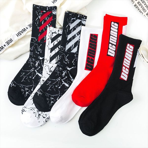 

fashion men's stock summer stockings personality eu/us street hip-hop fashion stockings middle tube cotton stockings basketball socks m, Black