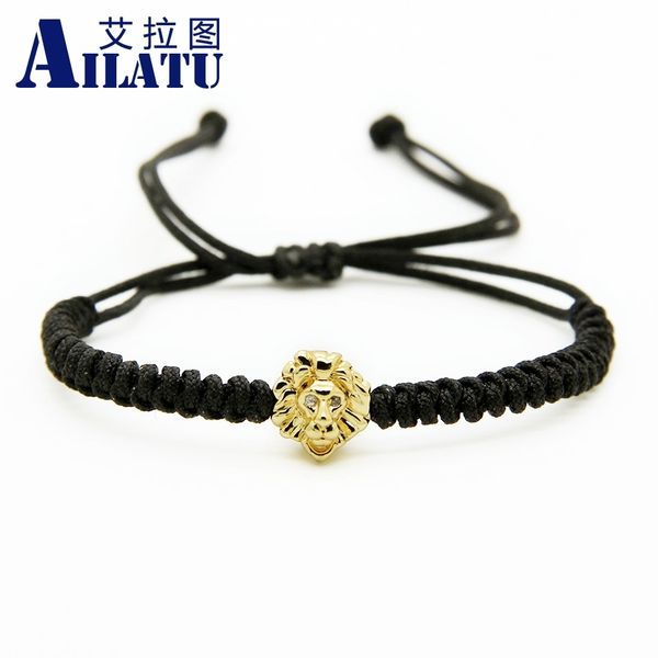 

ailatu 10 pcs / lot trendy summer jewelry plated clear cz lion head braiding bracelet, Golden;silver