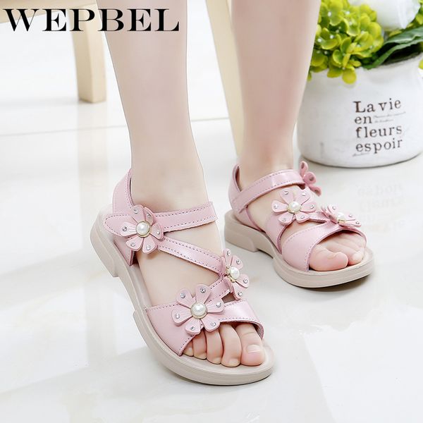 

wepbel children's summer beach children's sandals princess shoes girls shoes girls sandals flowers casual flat, Black;red
