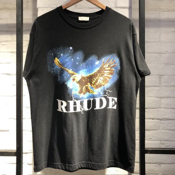 

19ss rhude t shirt eagle t-shirt summer fashion style cotton t-shirts tees vintage designer t-shirt, White;black