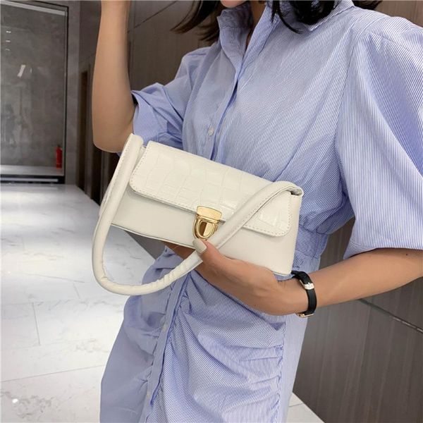 

women stone pattern bags 2020 pu leather underarm shoulder bags classic wild causal women's handbags solid color baguette bag