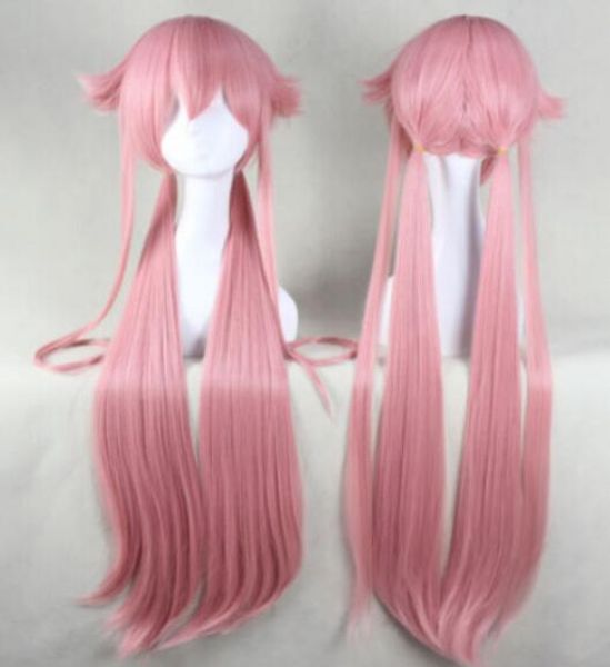

++ +gasai yuno pink long straight anime cosplay costume wig, Black;brown