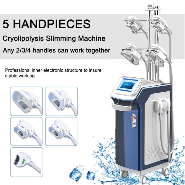 

new technology cryolipolysis equipment 5 cryo handle fat e slimming machine for body and face double chin reduce