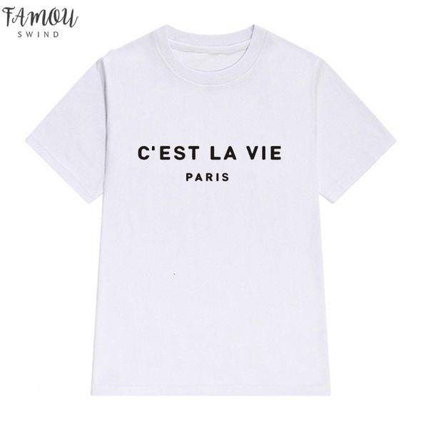 

women summer short sleeve poleras mujer tee shirt femme paris english alphabet printing printed fashion tshirts, White