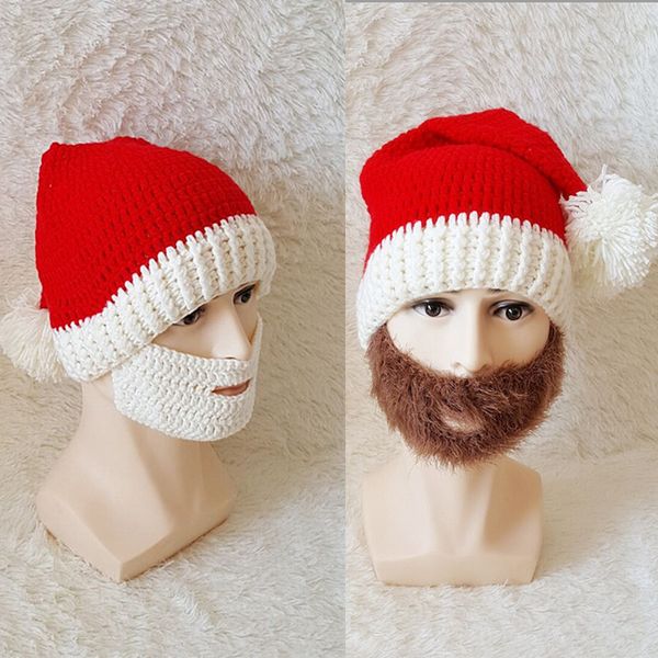 

new recommend novelty beard santa claus funny christmas hats xmas party mask handmade winter warm gifts, Blue;gray