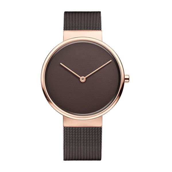 

2020oem custom logo luxury minimalist milanese strap quartz watch minimalistische uhr, Slivery;brown