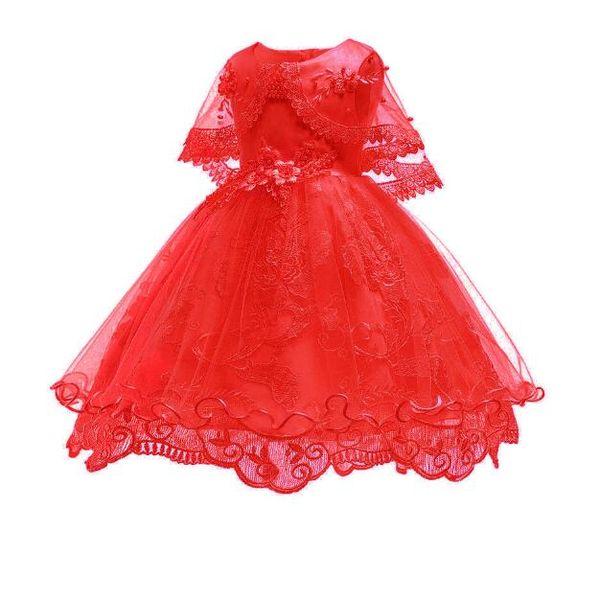 

Новое Прибытие Кружевные Платья для Детей Красный Платок Стиль Бисера Цветочное